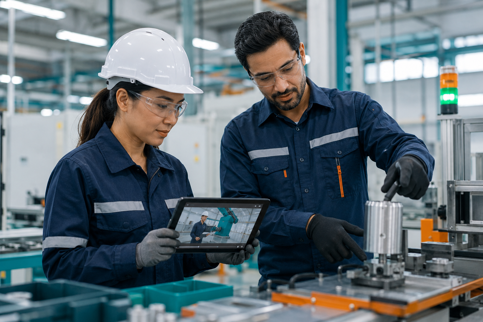 An employee using an interactive training video based on a real workplace procedure